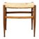 Sgabello in legno e paglia vintage italiano Anni '70
