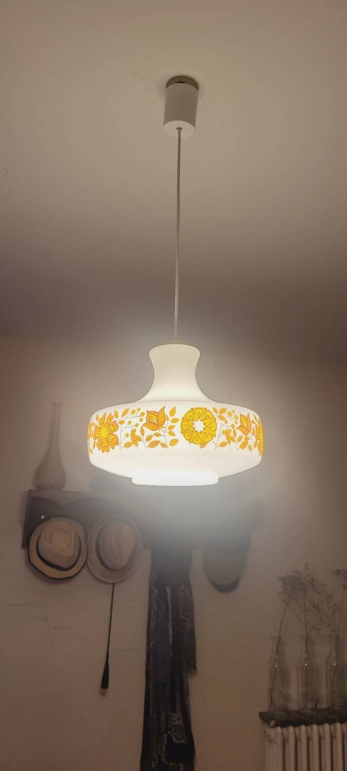 70's opaline pendant light