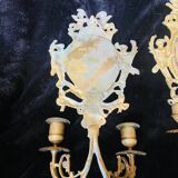 Pair of Louis 16 Napoleon style bronze mirror candlesticks