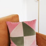 Coussin velous rose et vert
