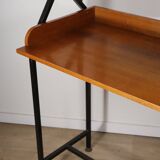 Vintage desk with modular bookcase in wood and metal, 1960
