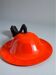 Vintage orange enameled metal pendant light – space age design – 1970s