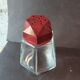 Art Deco glass and bakelite powder shaker in burgundy – 1940s/50s