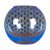 Vintage bright blue glass globe vase