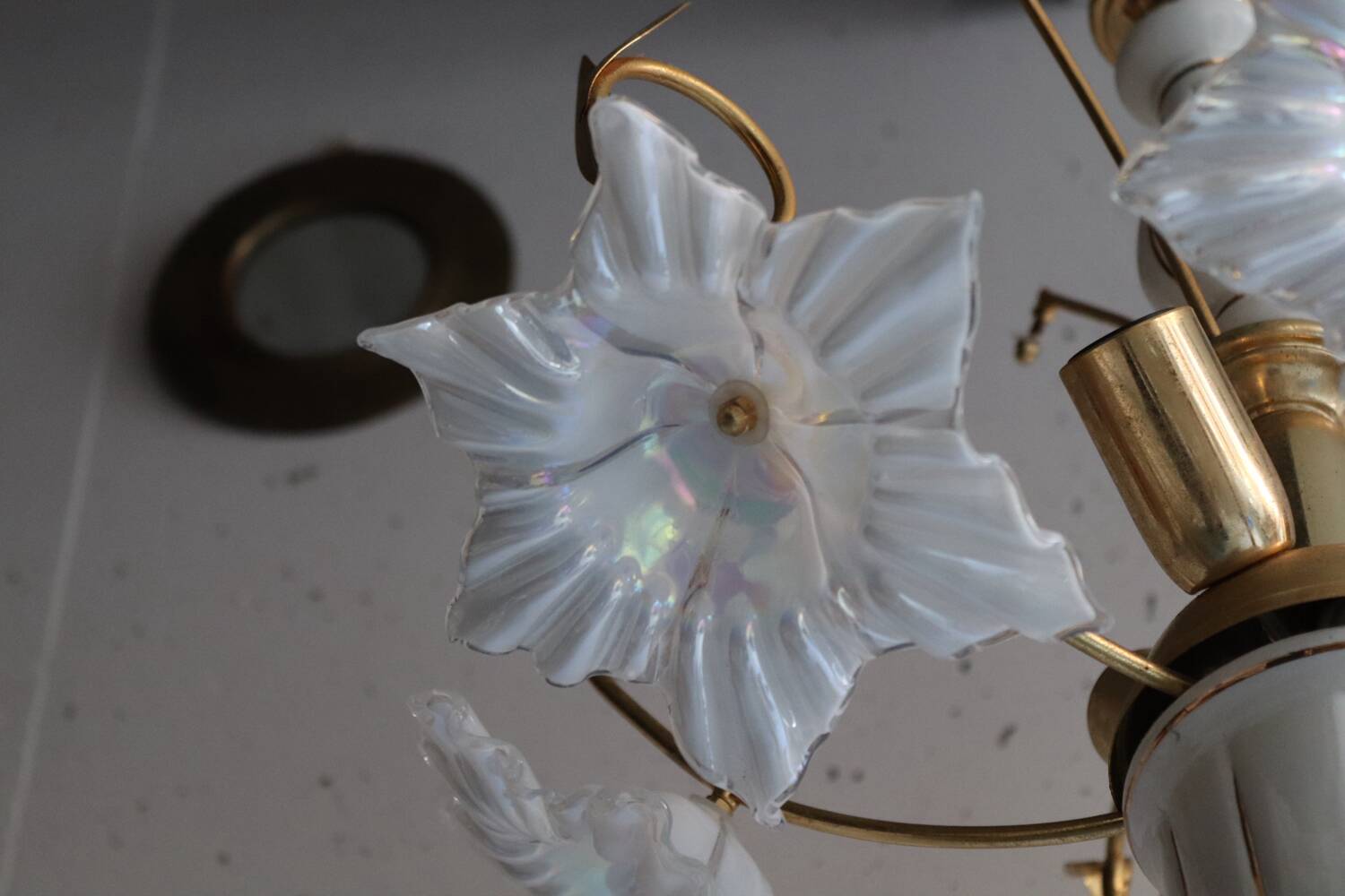 Vintage Italian white floral chandelier
