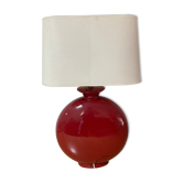 Vintage lamp faience red faiencerie de charolles fdc