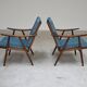 Pair of blue boomerang armchairs by Antonin Suman for Ton (Thonet) 1960