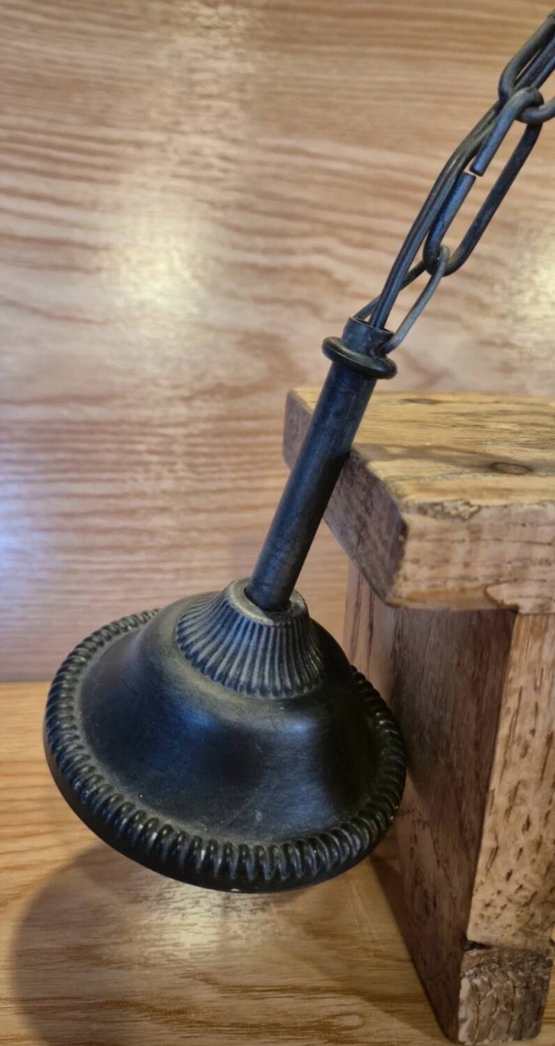 Vintage 1960s glass stained glass pendant light.