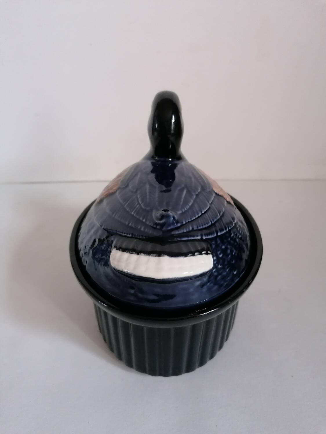 Zoomorphic duck terrine majolica slip