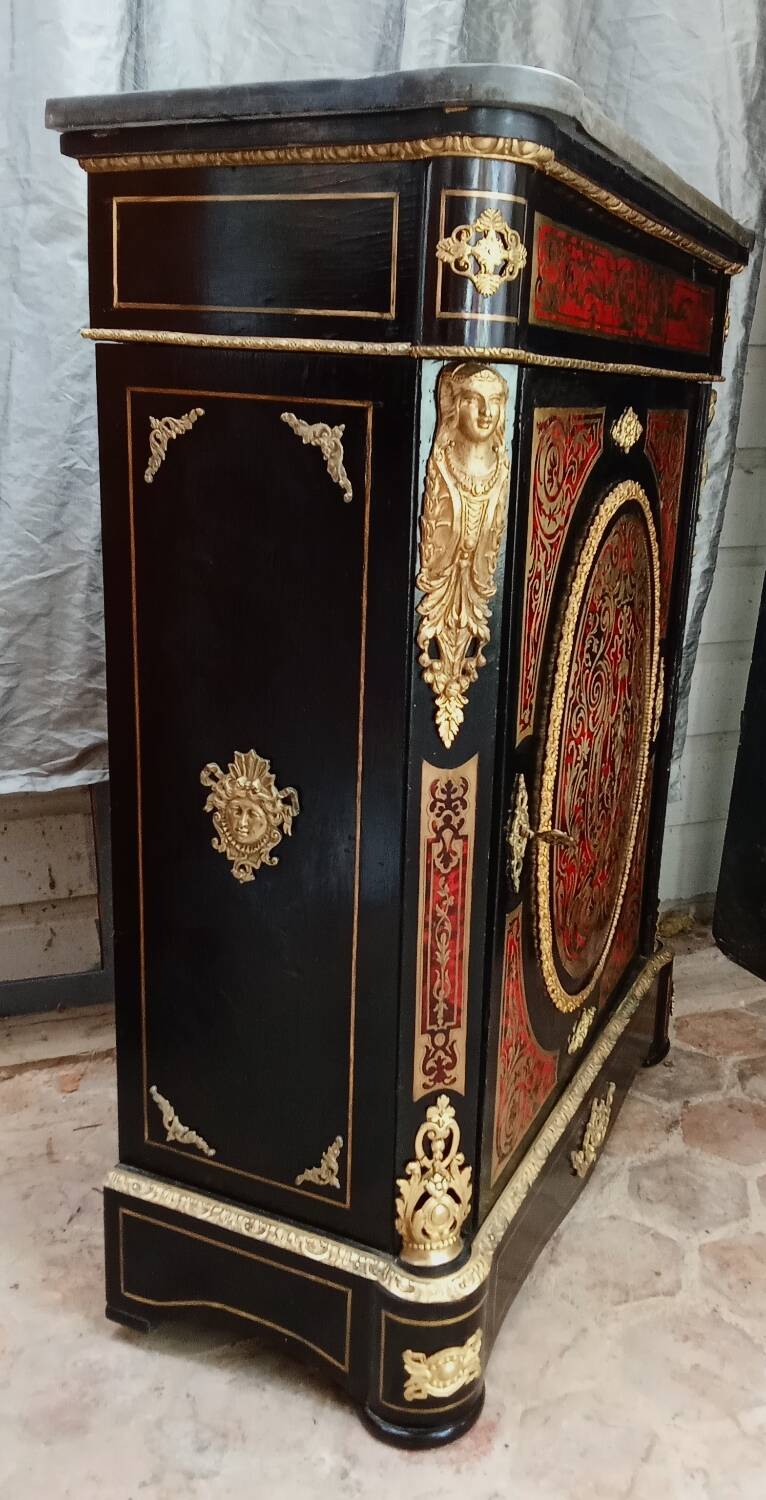 Straight Boulle marquetry support unit