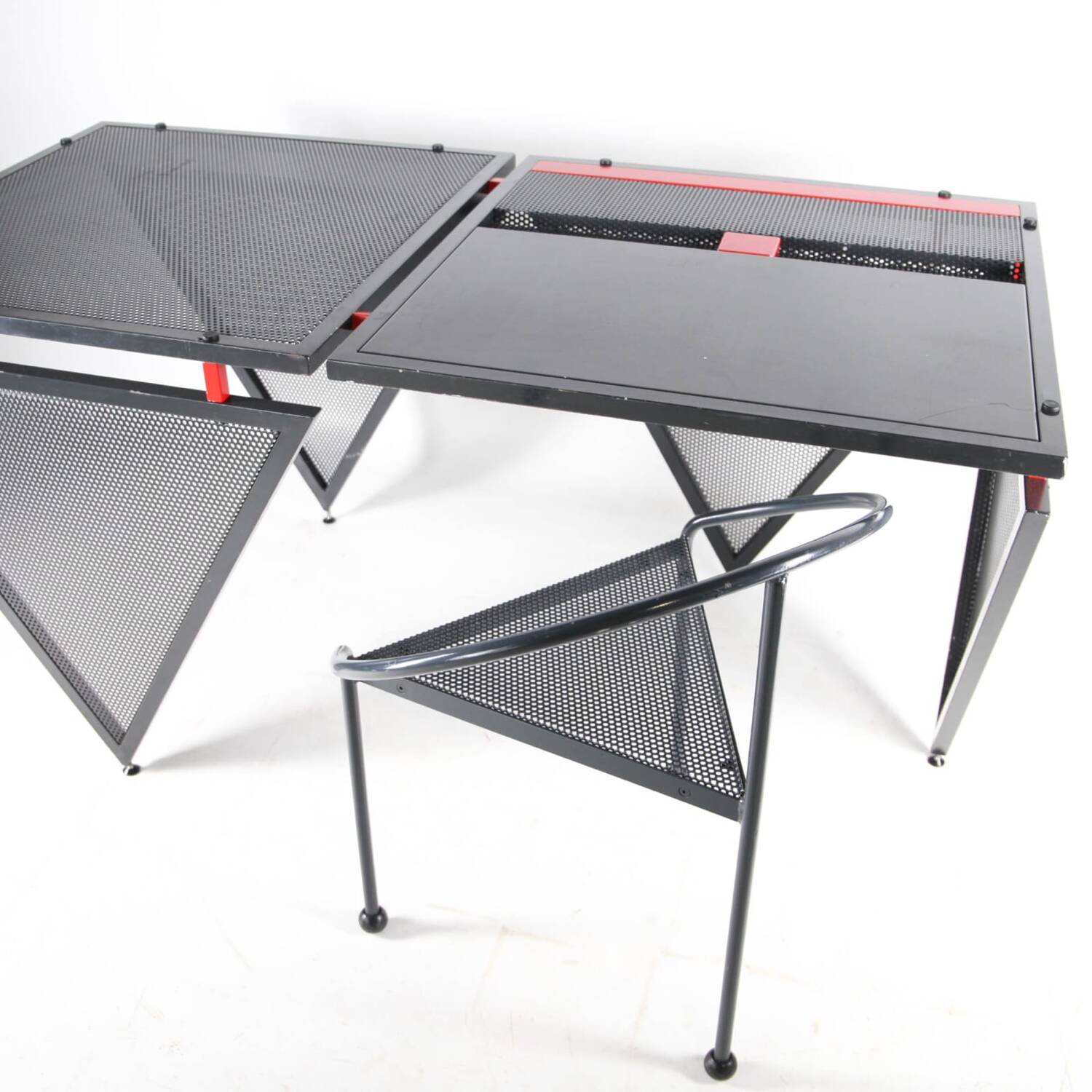 Memphis style iron desk and chair