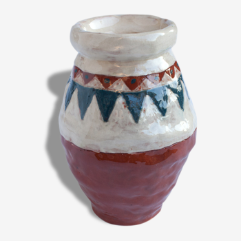 Enamelled terracotta vase