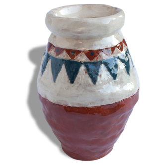 Enamelled terracotta vase