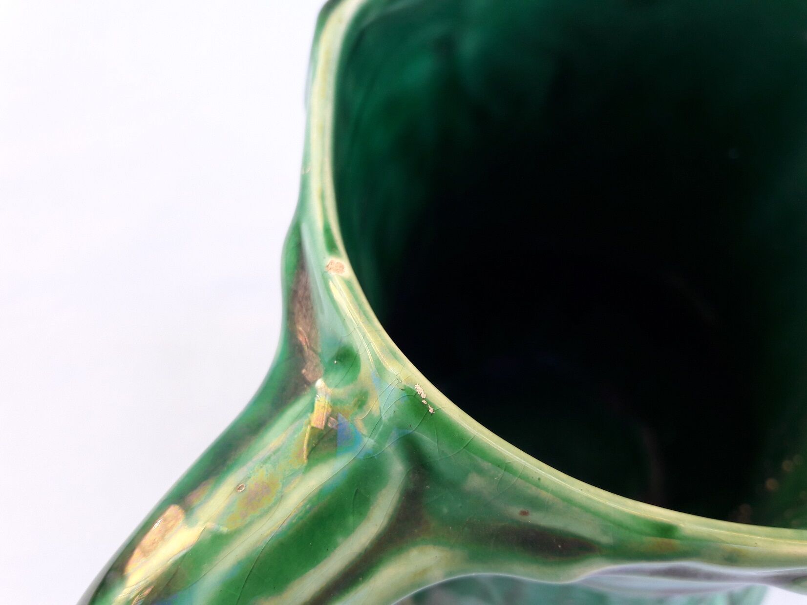 Green ceramic pitcher