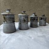 Series of 4 vintage Loir sandstone pots Thierry and Chantal Robert