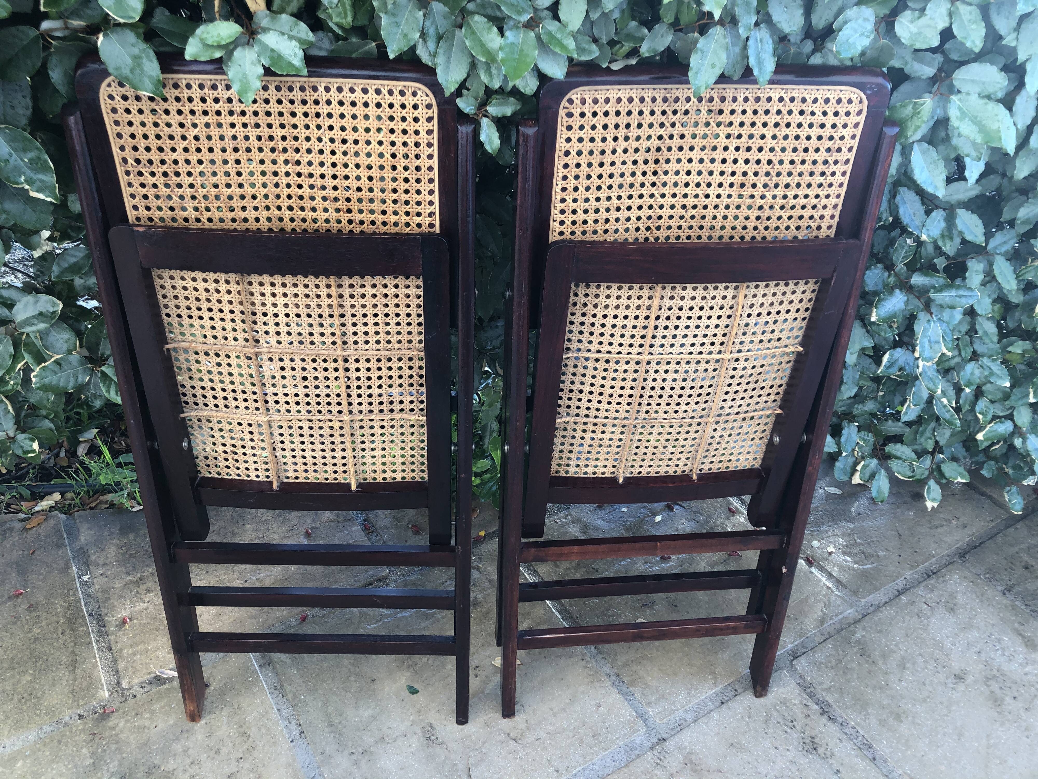 Wooden folding chairs and canne wicker