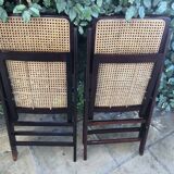 Wooden folding chairs and canne wicker
