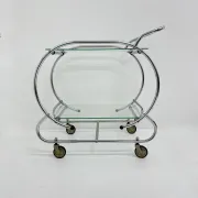 Art deco bar cart trolley chrome tubular, 1930s