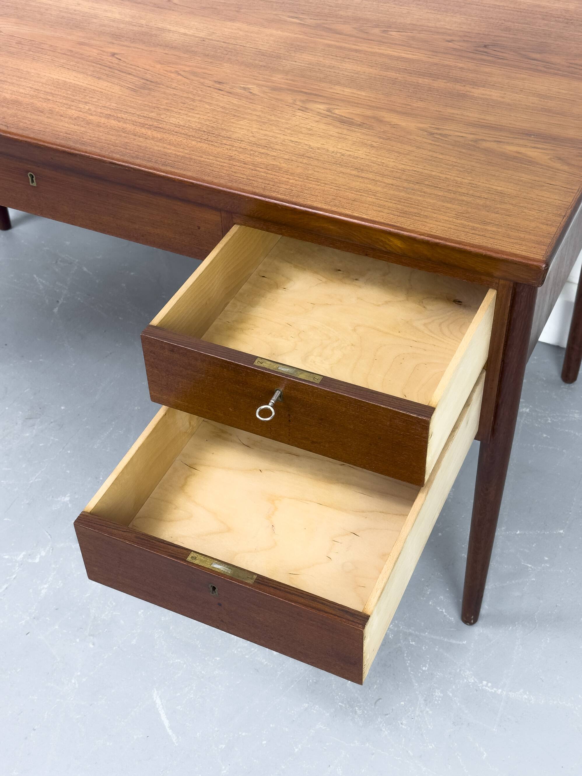 Danish Teak Desk with Drawers, 1960s