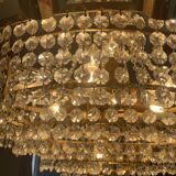 Waterfall chandelier with crystal grapevines and golden aluminum 60s-70s