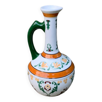 Pichet céramique peint main carafe liqueur Cazanove 1934 vintage ancien motif fleur floral