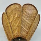 Pair of vintage "tulip" wall lights in rattan and canework