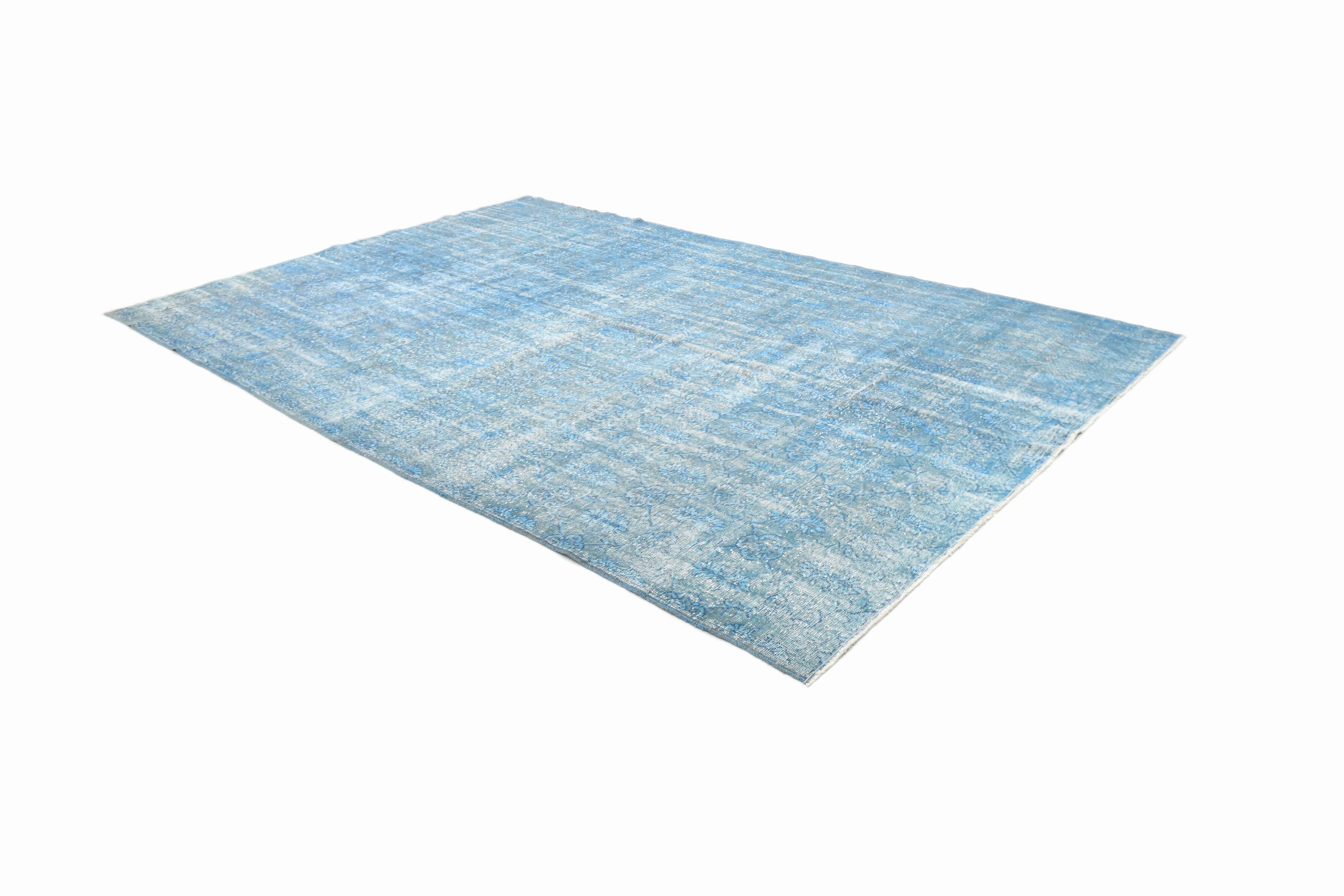 7x11 Turkish Light Blue Camouflage Pattern Vintage Rug, 223x329Cm