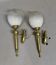 Pair of brass torchiere-style wall lights