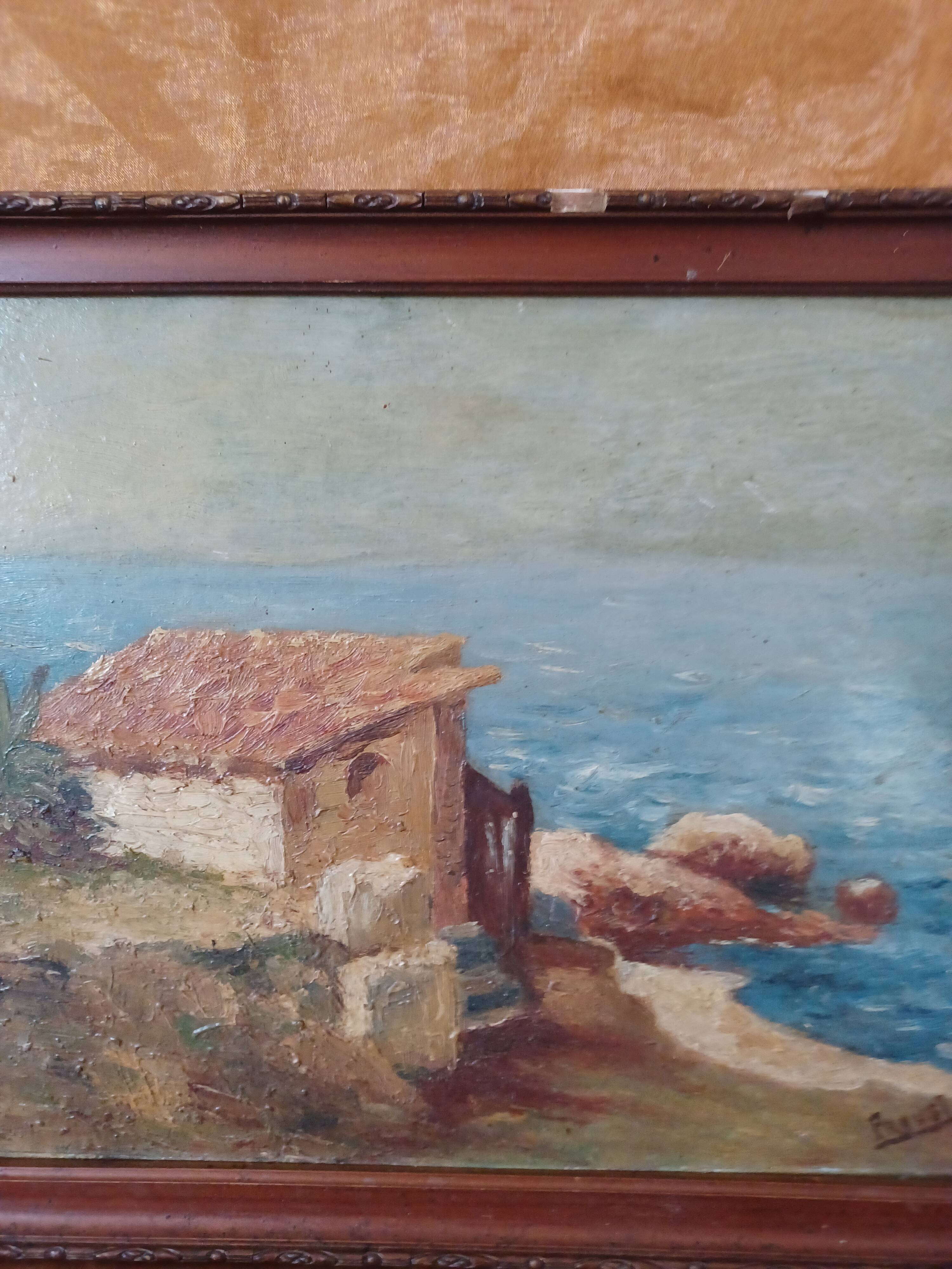 Painting Cabin by the beach signed