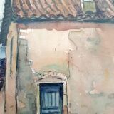 Aquarelle sur papier "Soir d'Automne, en Aveyron (vers Vendeloves)" signée, André Duculty (1912-1990)