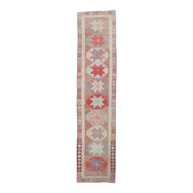 Vintage Pink Blush Natural Turkish Hand-Knotted Runner 79x342