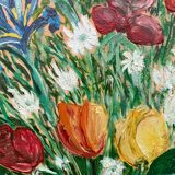 Peinture d’un bouquet / tableau huile sur toile