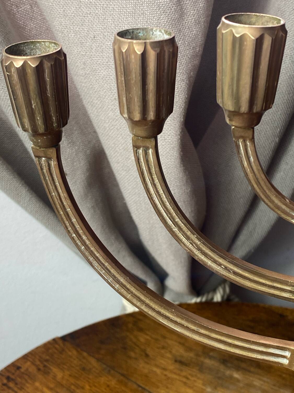 Menorah, seven-branched candlestick, in brass