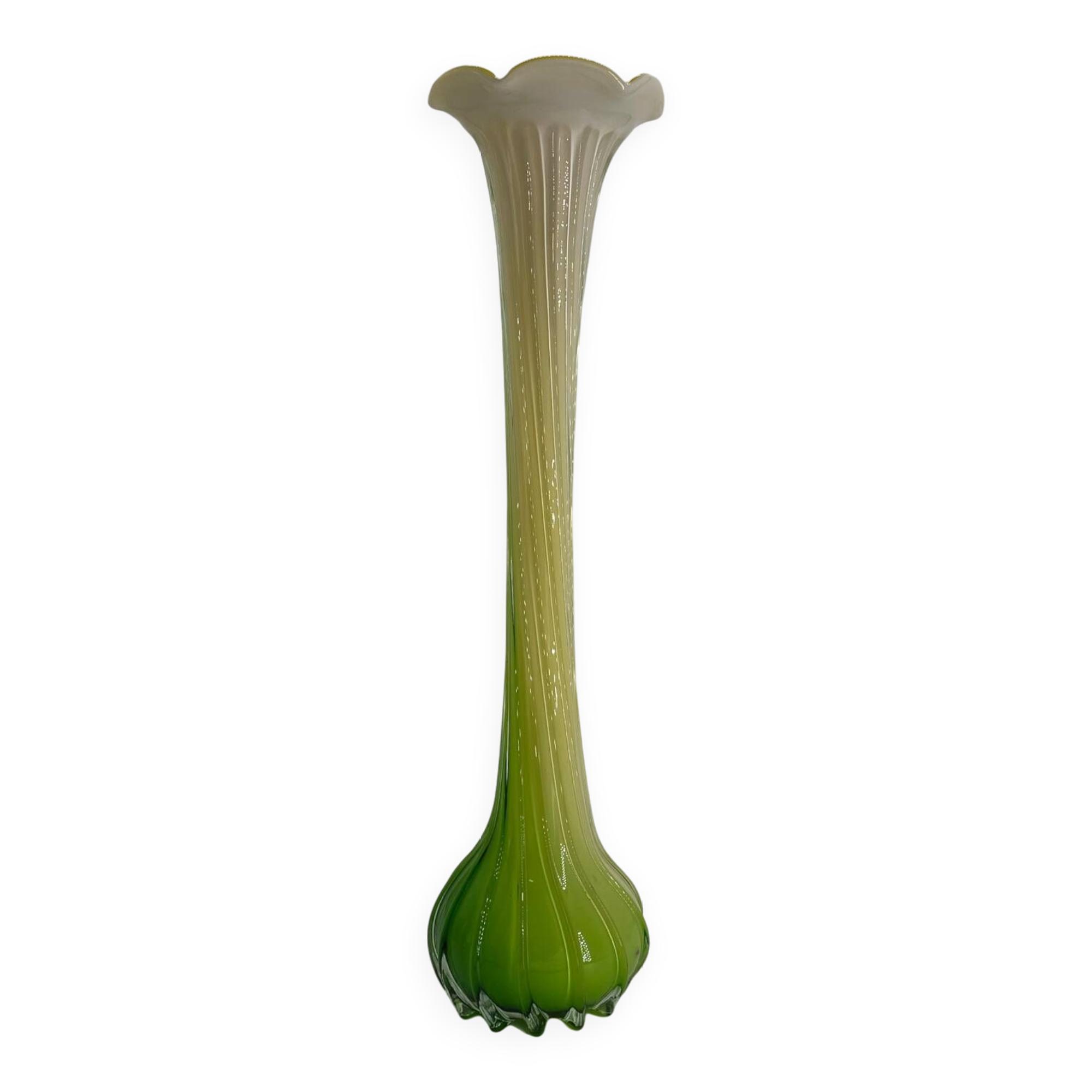 Large vintage Murano style blown glass corolla vase