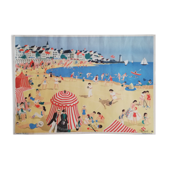 Affiche scolaire vintage La plage