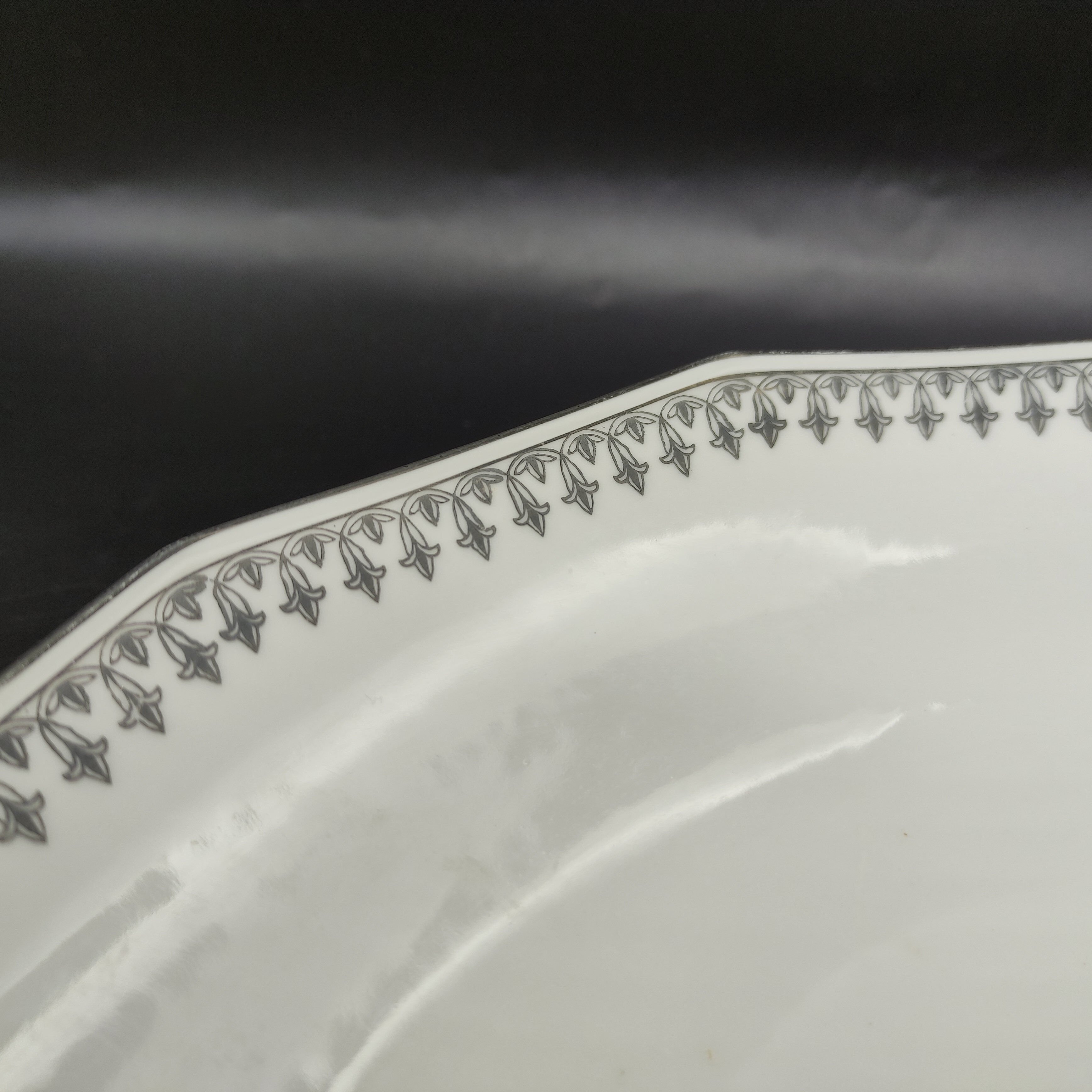 Hollow dish in Limoges porcelain - White and Silver