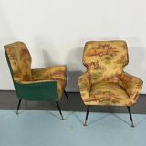 Mid-century modern set of two Italian armchairs from 50s