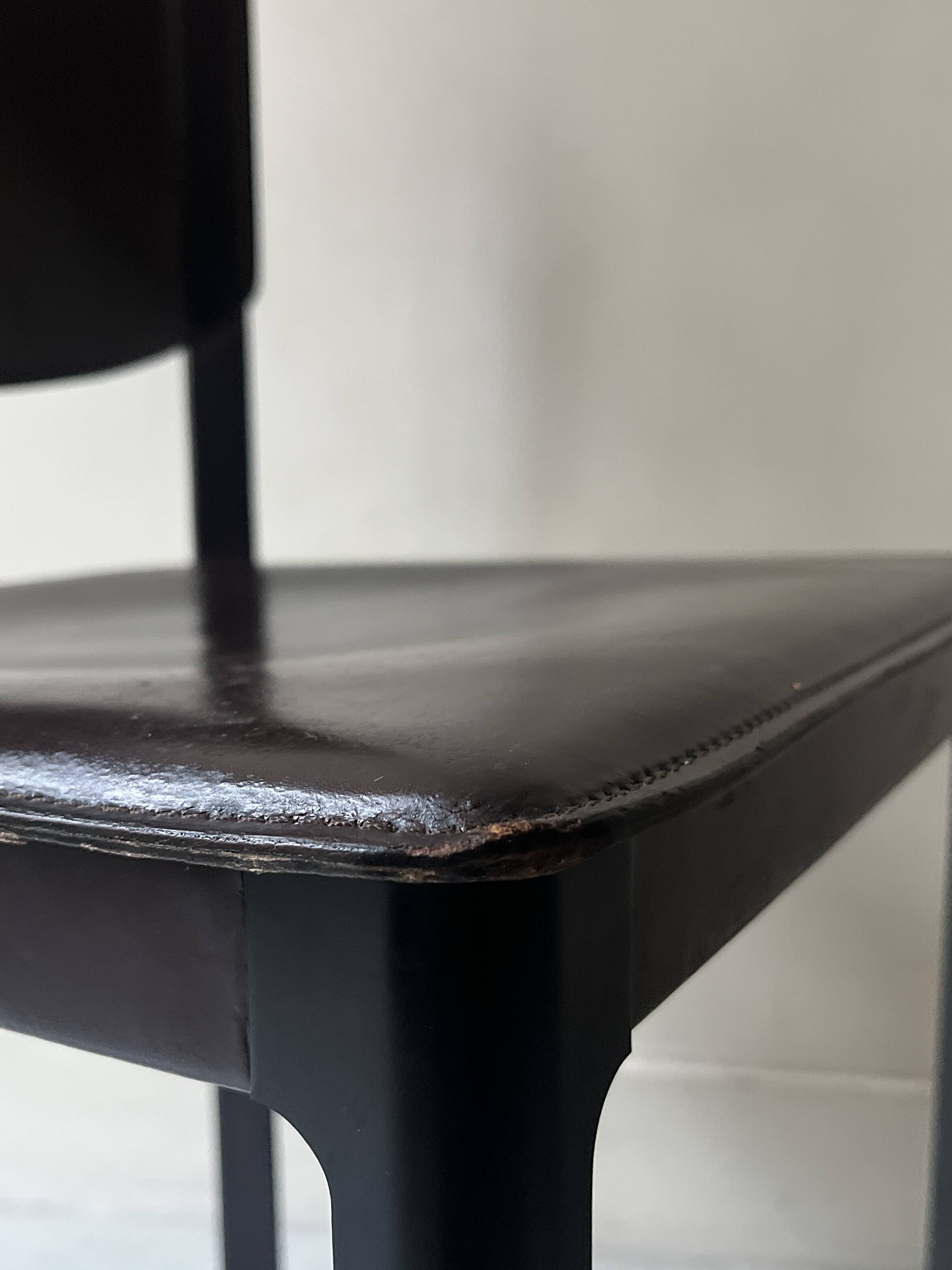 Set of 2 Italian chairs in brown Havana leather, design MATTEO GRASSI