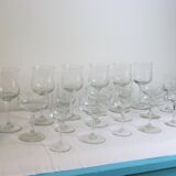 Service de verres en cristal ciselé, 3 x 6 verres, 18 verres au total, 1950, vintage