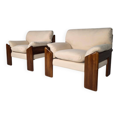 Fauteuils en bois de noyer ''Sapporo'' du milieu du siècle par Mario Marenco pour Mobil Girgi, 1970