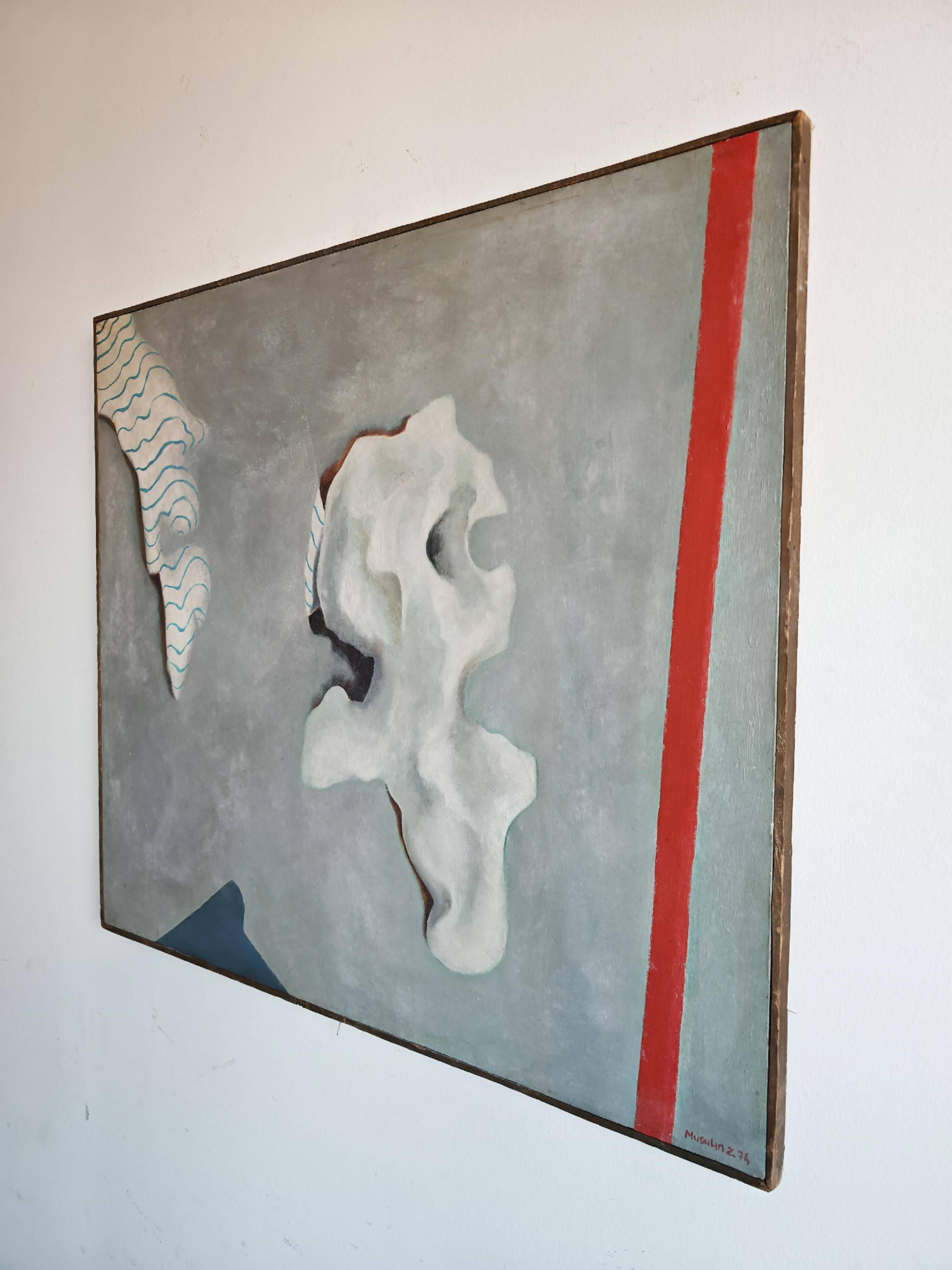 Abstract modernist oil painting by Zvonko Musulin 1974