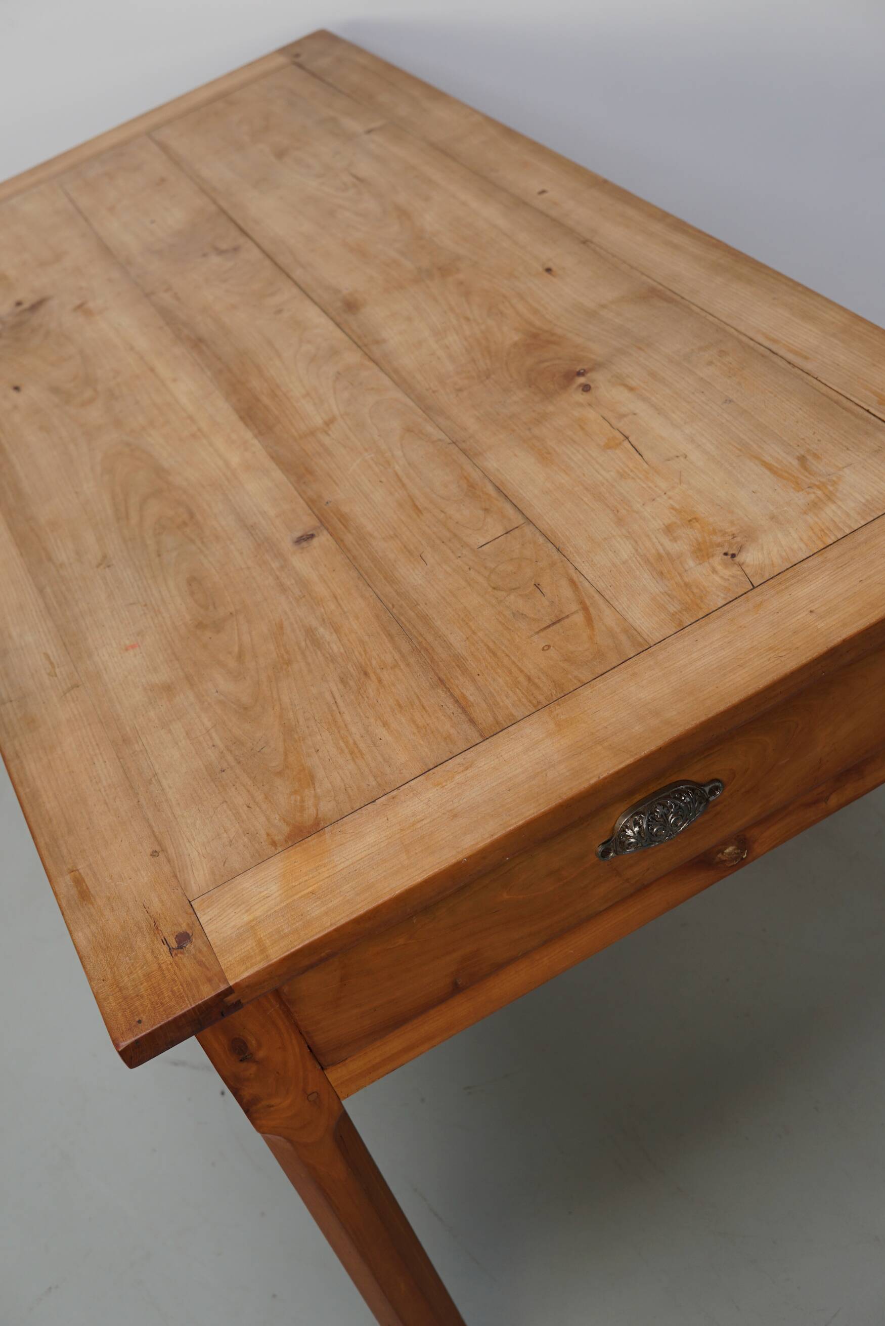 Antique Cherry French Farmhouse Dining Table, 19th Century