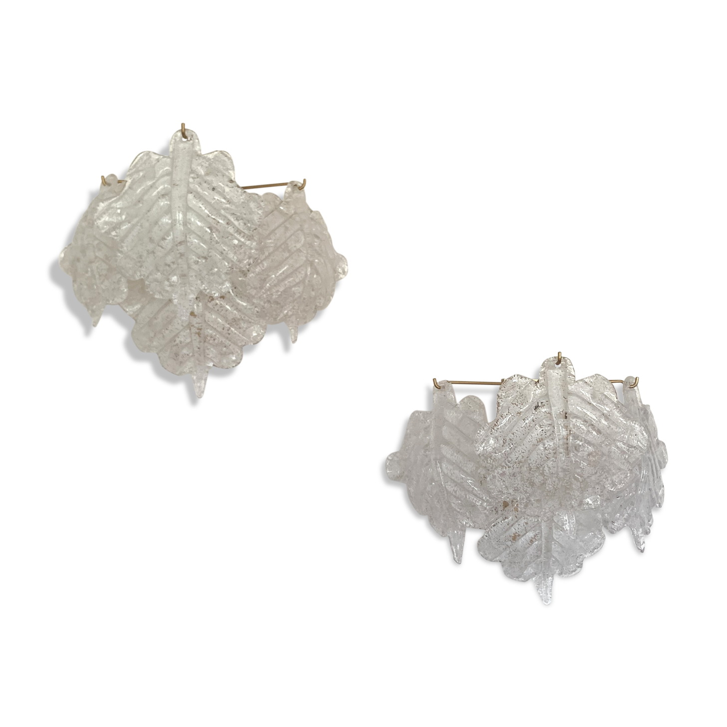 Paire d'appliques en feuilles de verre de Murano