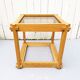 End table pine and smoked glass 70-80's