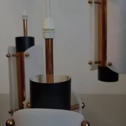 Vintage Scandinavian suspension in plexiglass and copper, probably Danish.
