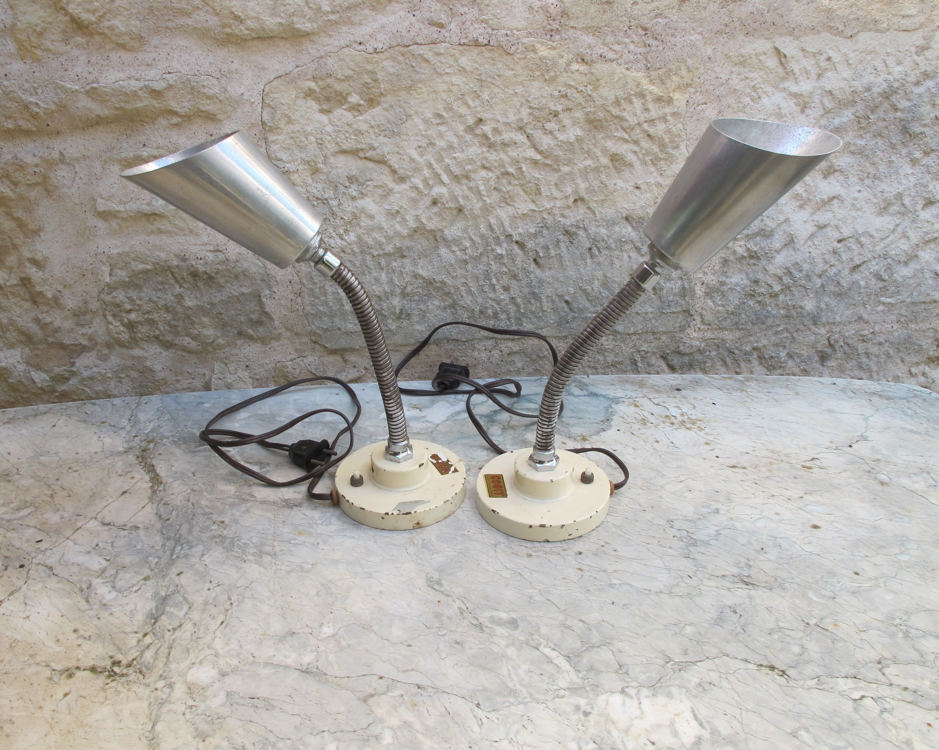 Cogit pair of vintage lamps, workshop, loft, lab, 1950s/60s