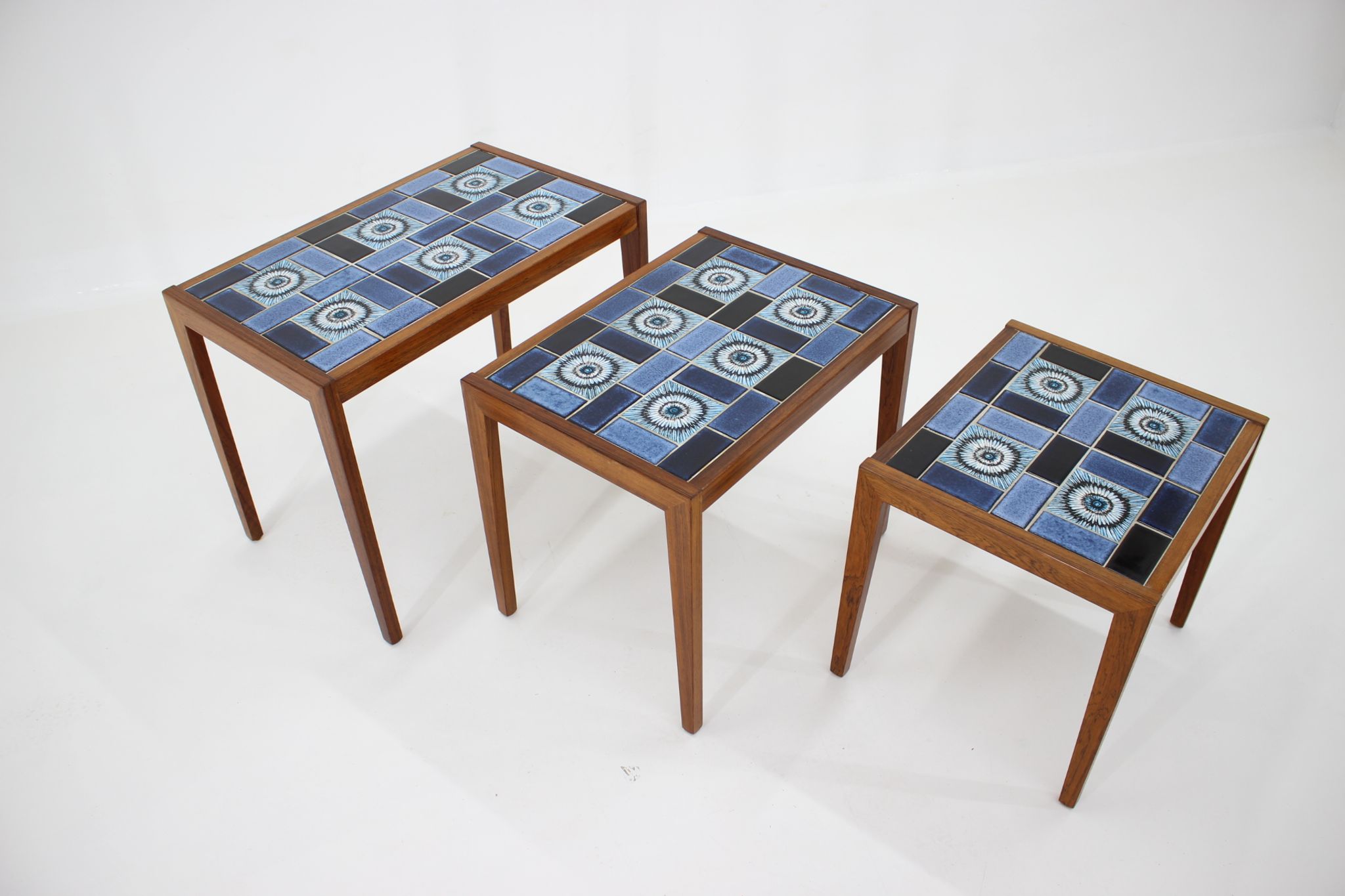 1960s nesting ceramic tile tables, Denmark