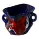 Ceramic vase / fat lava red, blue and white, 1970