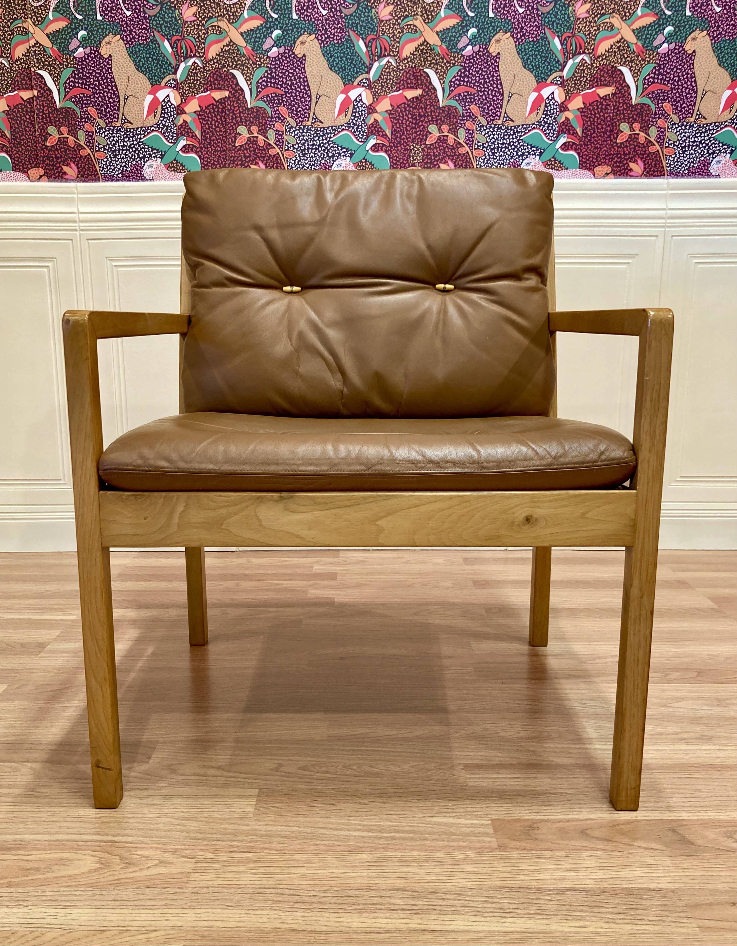 Scandinavian design leather armchair "Bernt Petersen" 1960.