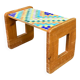 Vintage wooden and mosaic stool bench from the 1960s.